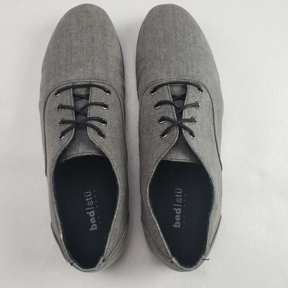 Bed Stu Canvas Oxford Shoe Mens 12 Gray Lace Up Casual Dress Loafer